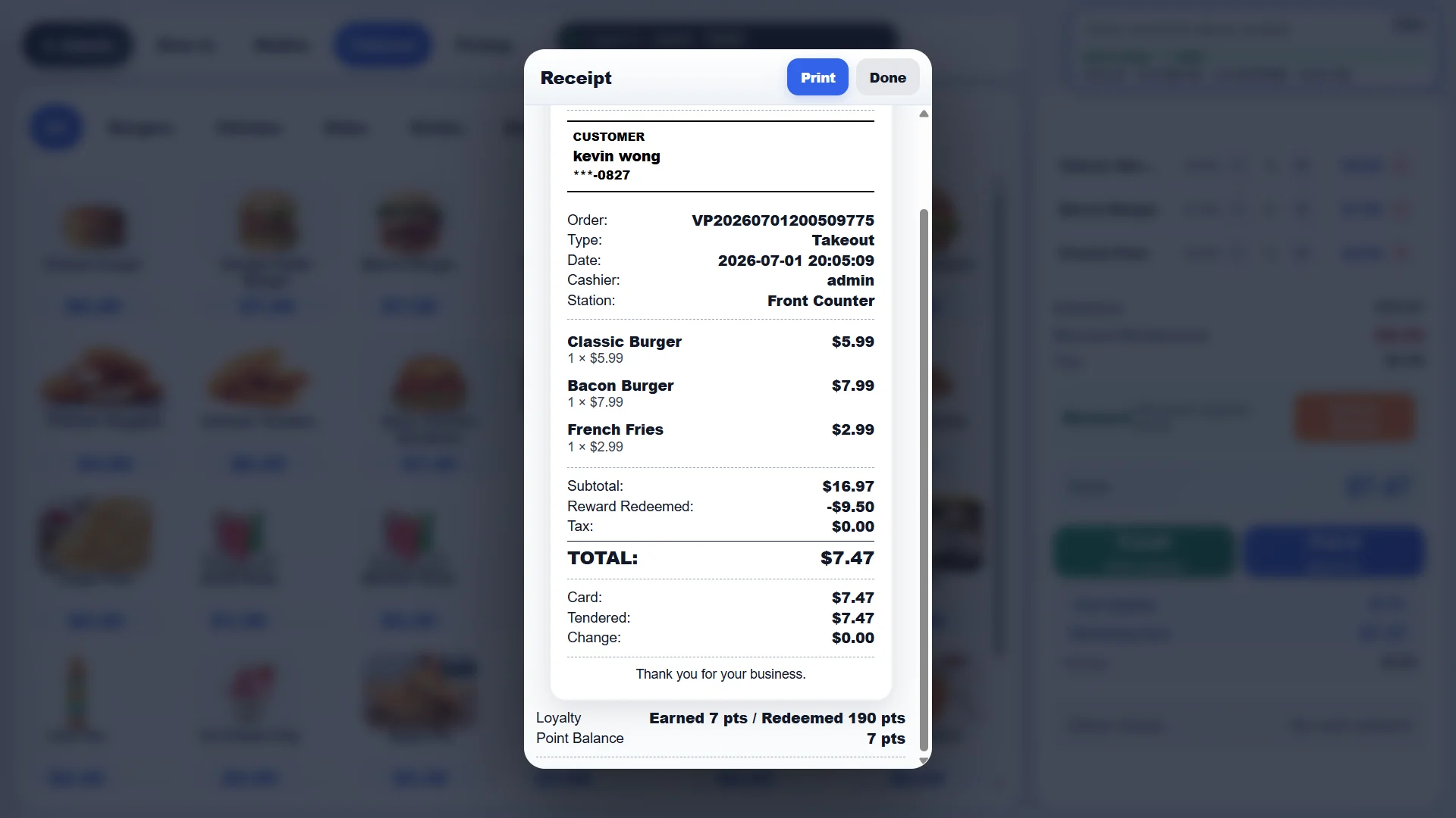 ViaPoint POS receipt workflow